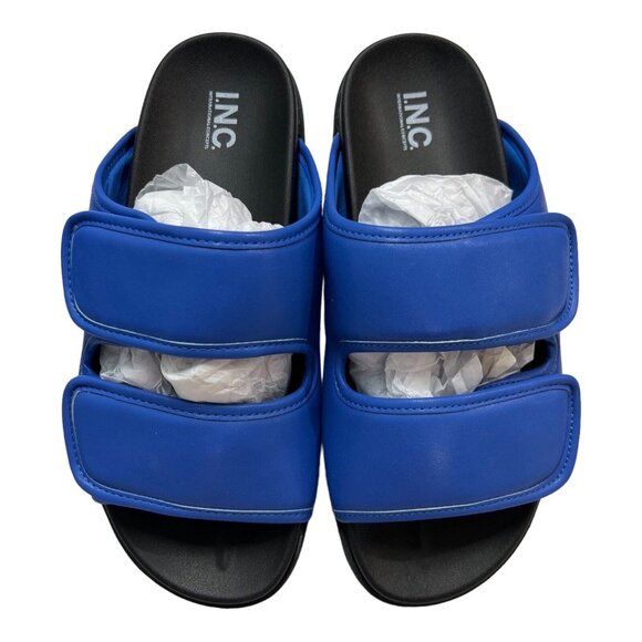 INC Pool Slides Mens 11 Blue Levine Strap Sandal Comfort Cushion Outdoor House - Picture 3 of 7